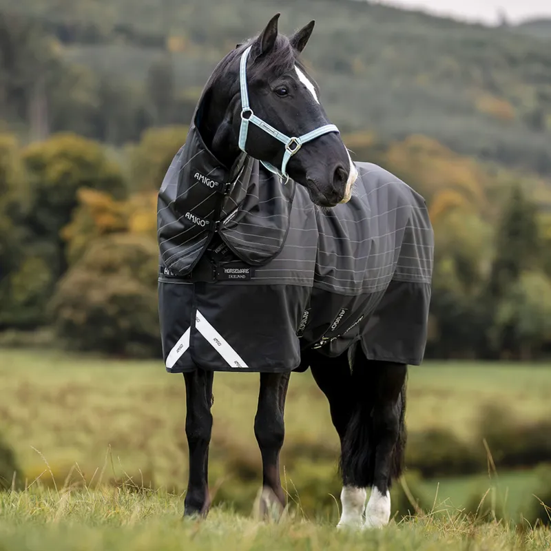 Amigo 1200D FieldSafe Reflectech Plus 0g Turnout Rug - Black/Reflective-1