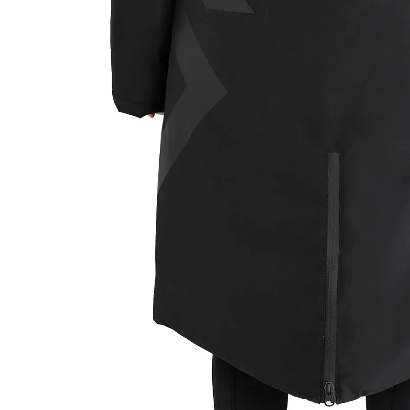 Aztec Diamond Fleece Lined Womens Rain Jacket - Black-6