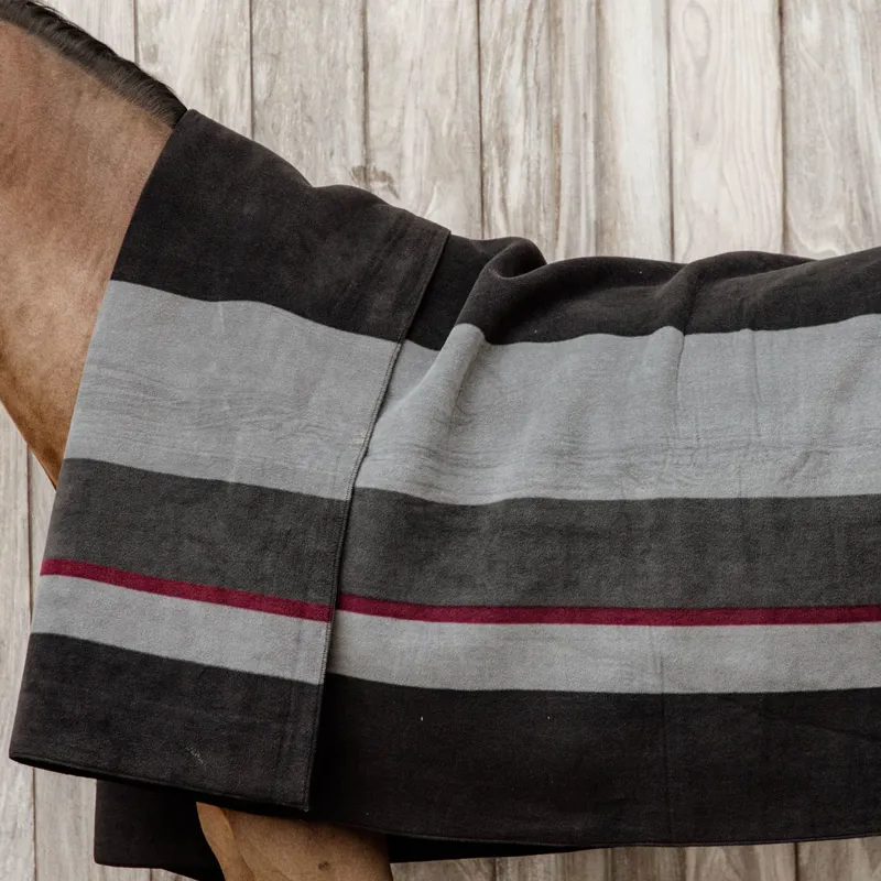 Kentucky Square Heavy Fleece Striped Rug - Black/Grey-2