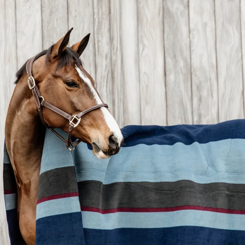 Kentucky Square Heavy Fleece Striped Rug - Navy/Grey-11