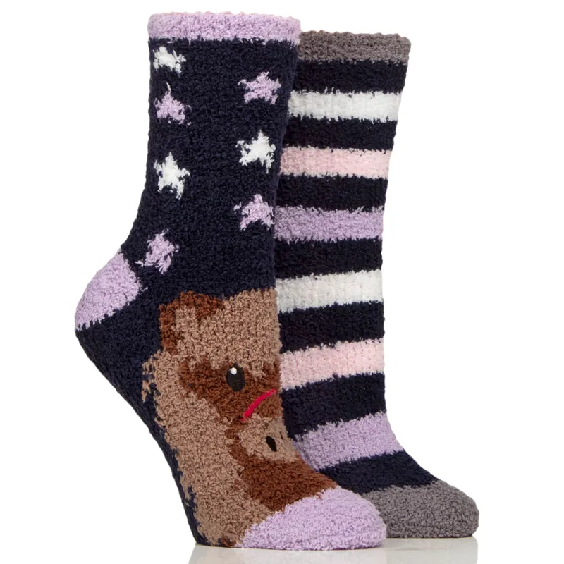 Sockshop Wild Feet Cosy Lounge Junior Socks 2 Pack - Pony