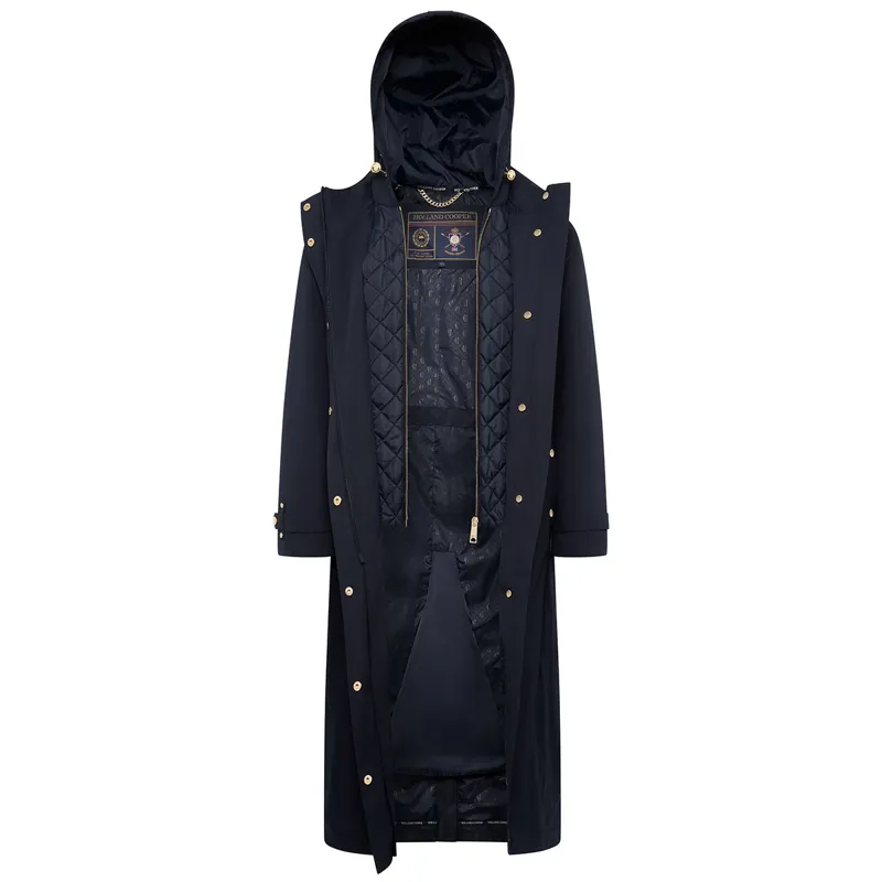 Holland Cooper Folgate Womens Long Waterproof Rain Coat - Ink Navy-3