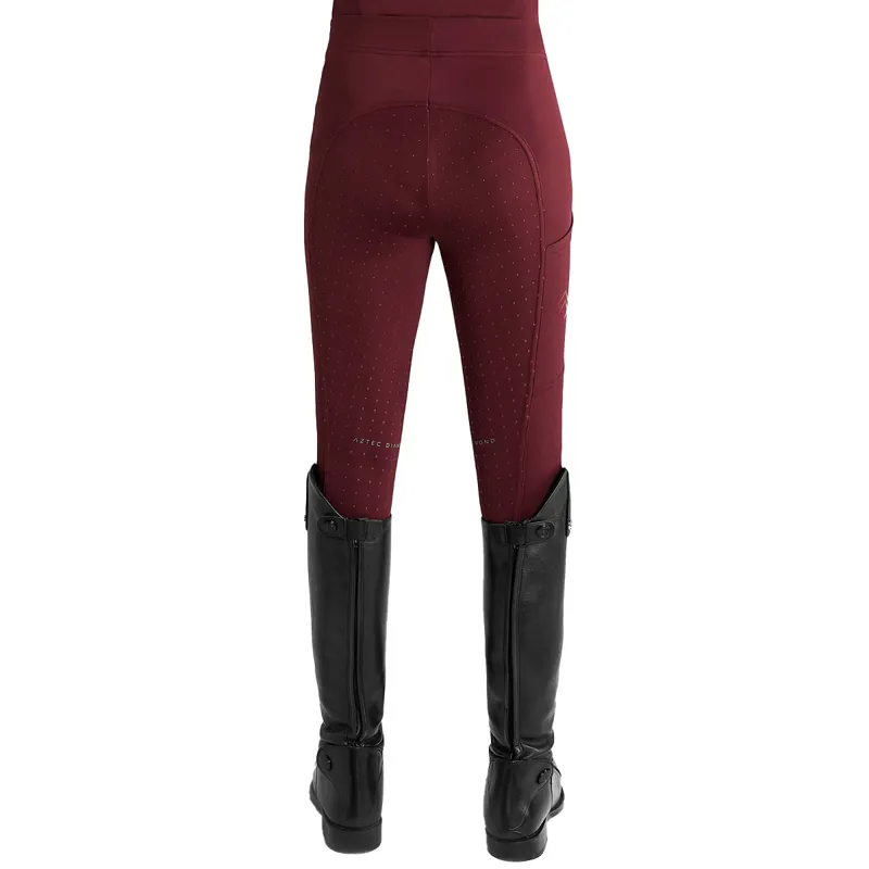 Aztec Diamond Young Rider Full Grip Junior Riding Leggings - Cherry-4