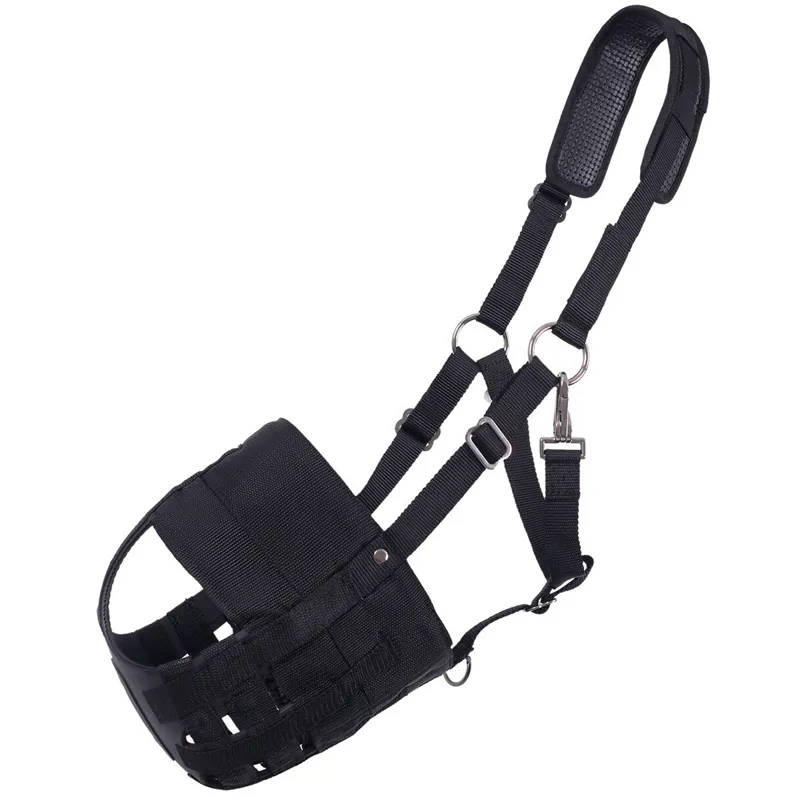 QHP Grazing Muzzle with Nostril Holes - Black-1