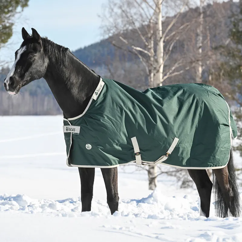 Bucas Greenline 300g Standard Neck Turnout Rug - Green/Cream-2