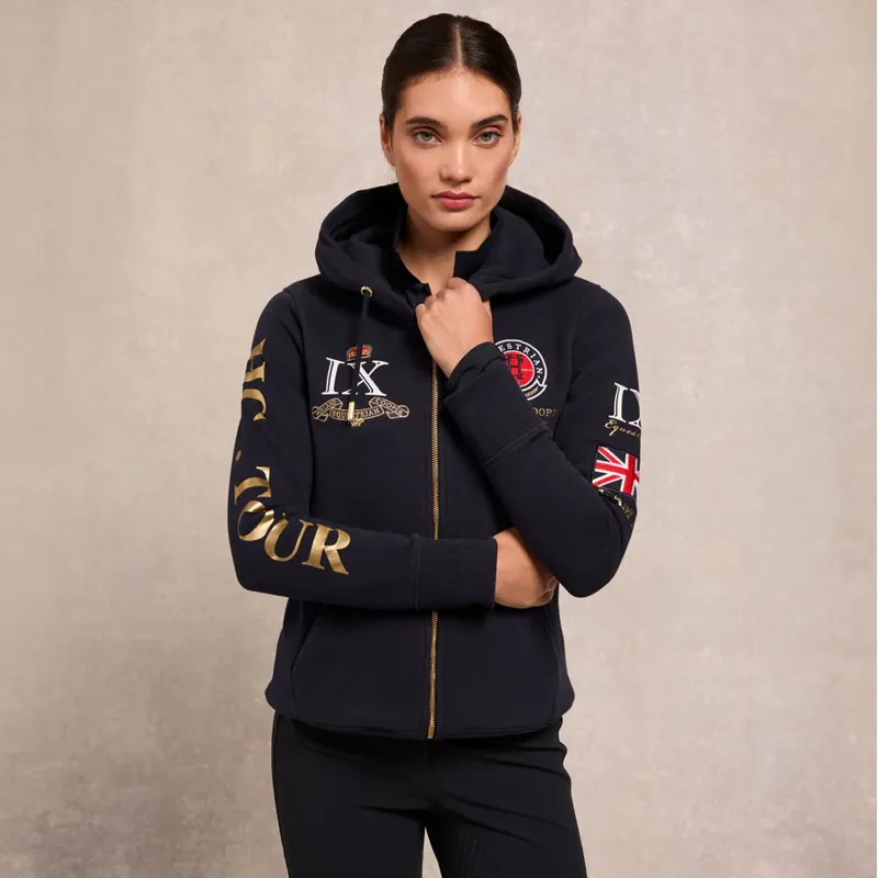 Holland Cooper Team Womens Zip Hoodie - Ink Navy