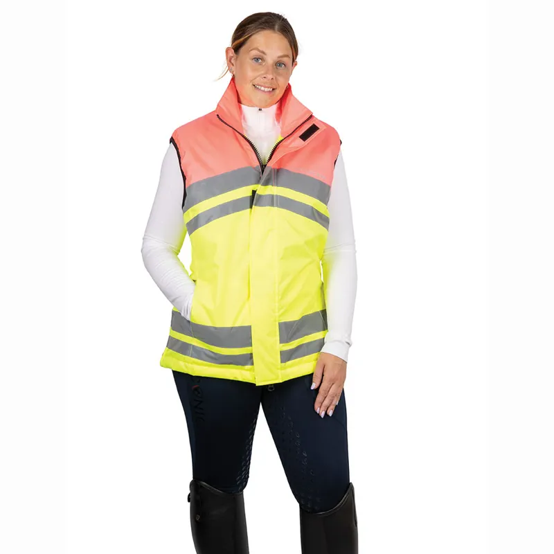 Hy Equestrian Reflector Two Tone Adults Waterproof Gilet - Yellow/Pink