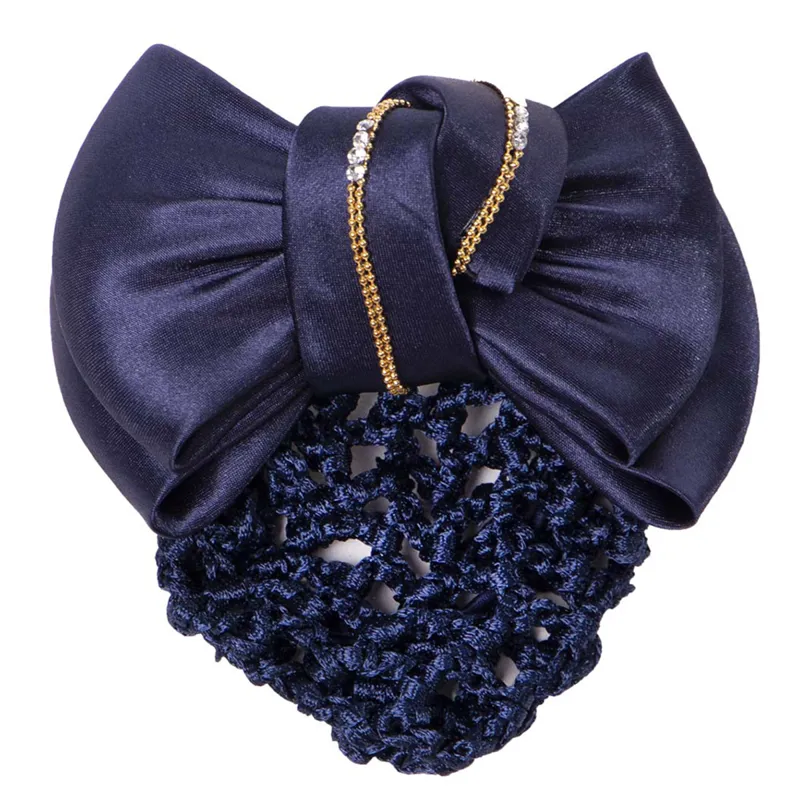QHP Hair Bow and Hairnet - Navy/Gold