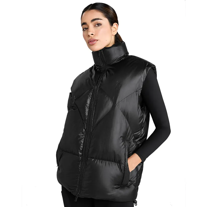 Aztec Diamond Heavy Quilted Womens Gilet - Black