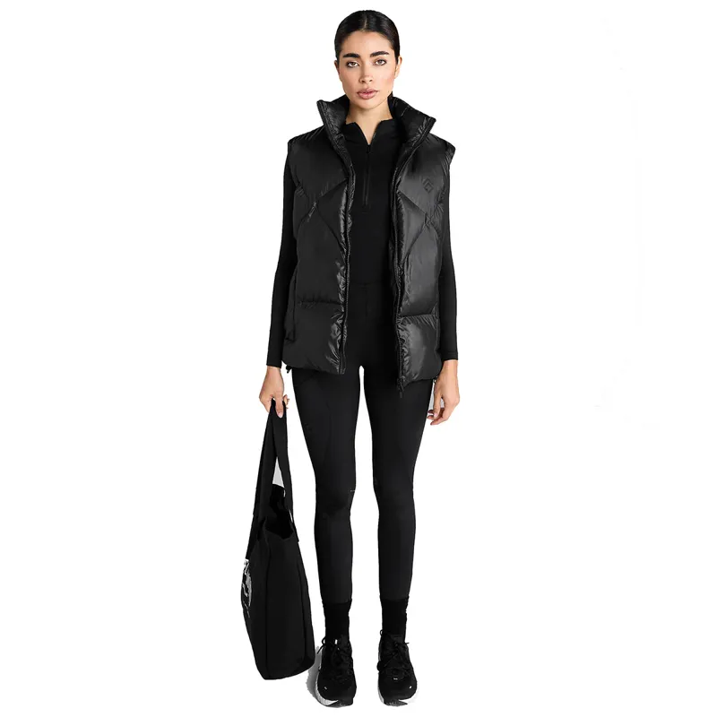 Aztec Diamond Heavy Quilted Womens Gilet - Black-4