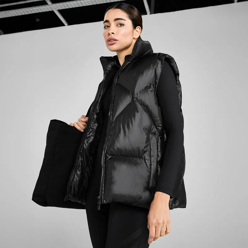 Aztec Diamond Heavy Quilted Womens Gilet - Black-3