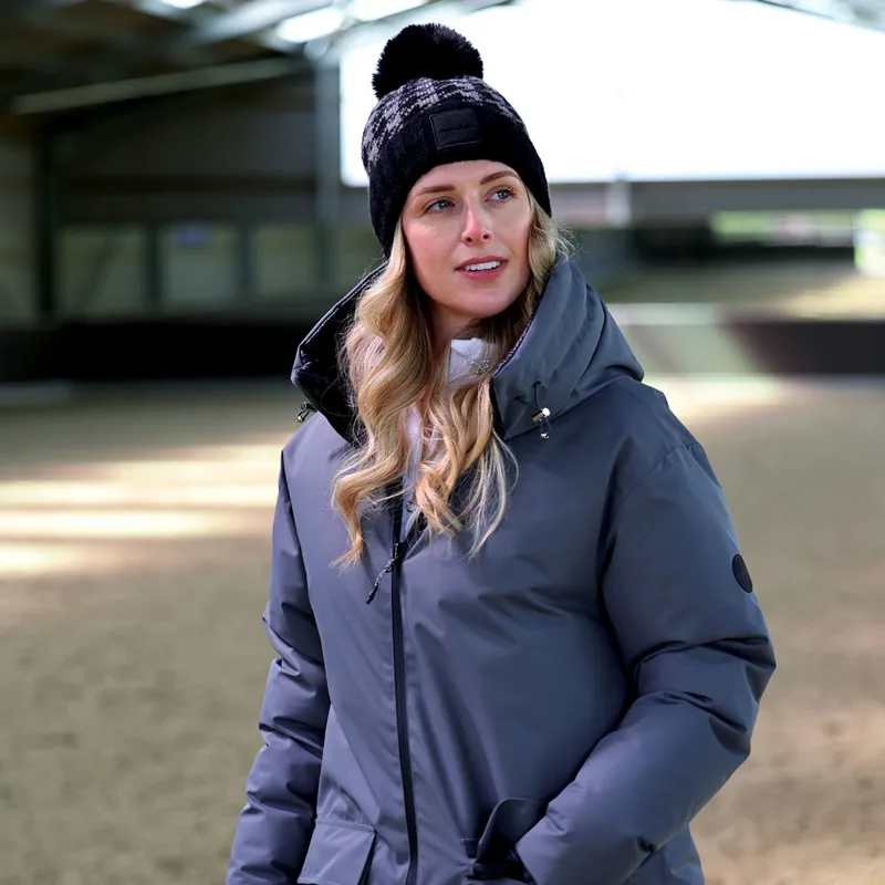 Equetech Houndstooth Knit Beanie Hat - Black/Grey-2