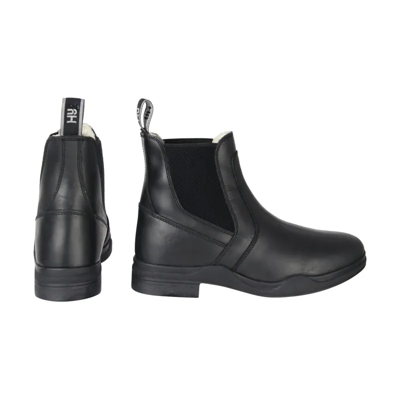 Hy Equestrian Fleece Lined Wax Leather Adults Jodhpur Boots - Black