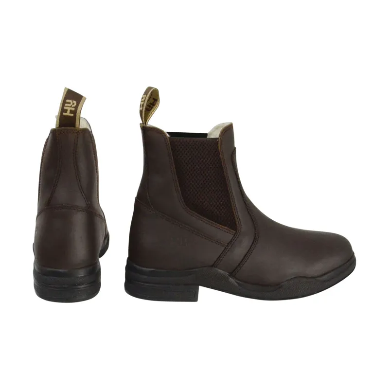 Hy Equestrian Fleece Lined Wax Leather Adults Jodhpur Boots - Brown