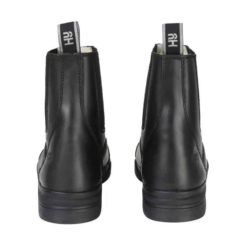 Hy Equestrian Fleece Lined Wax Leather Zip Jodhpur Boots - Black -2