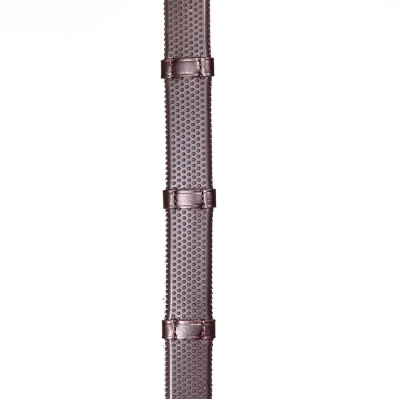 Henry James Small Pimple Hybrid Reins with Stoppers - Havana Brown