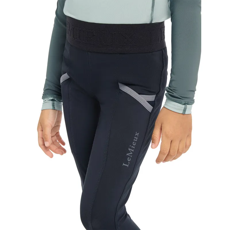 LeMieux Mini Junior Pull On Full Grip Riding Tights - Navy-3