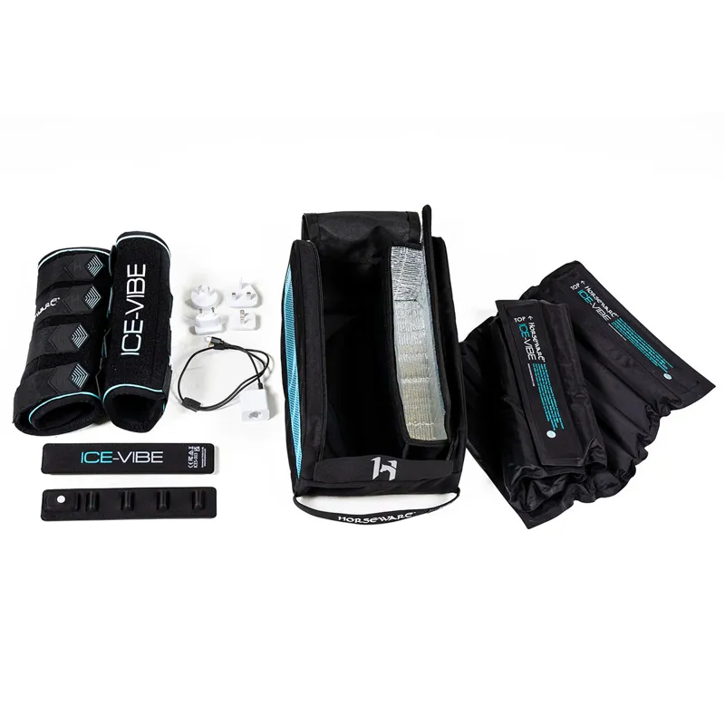 Horseware Ice-Vibe Leg Wraps - Black/Aqua-2