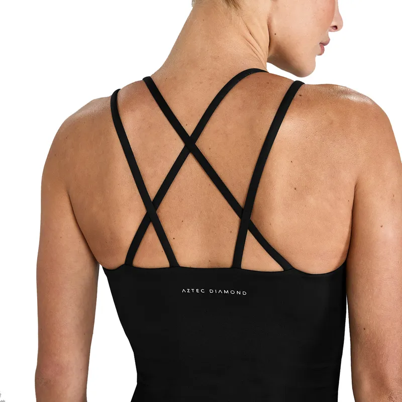 Aztec Diamond Bra Insert Womens Vest Top - Black-5