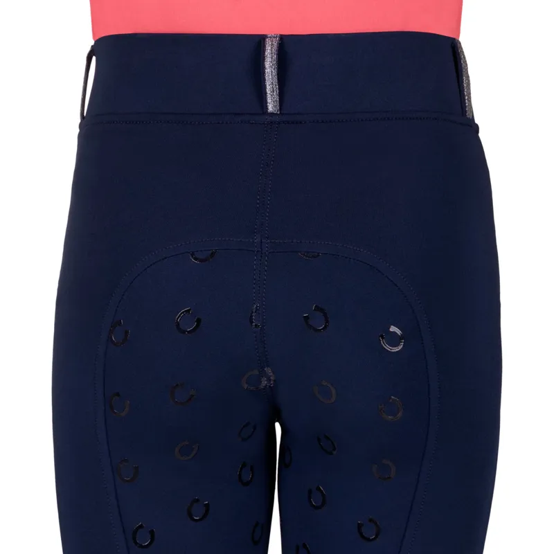 QHP Jaily Full Grip Junior Riding Tights - Evening Blue-2