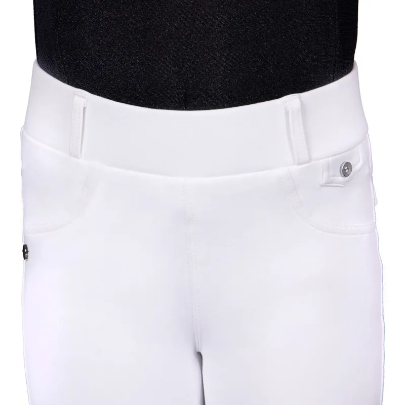QHP Juliet Winter Full Grip Junior Riding Tights - White-1