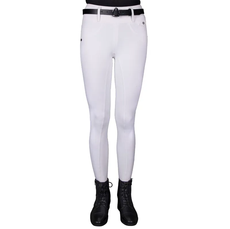 QHP Juliet Winter Full Grip Ladies Riding Tights - White