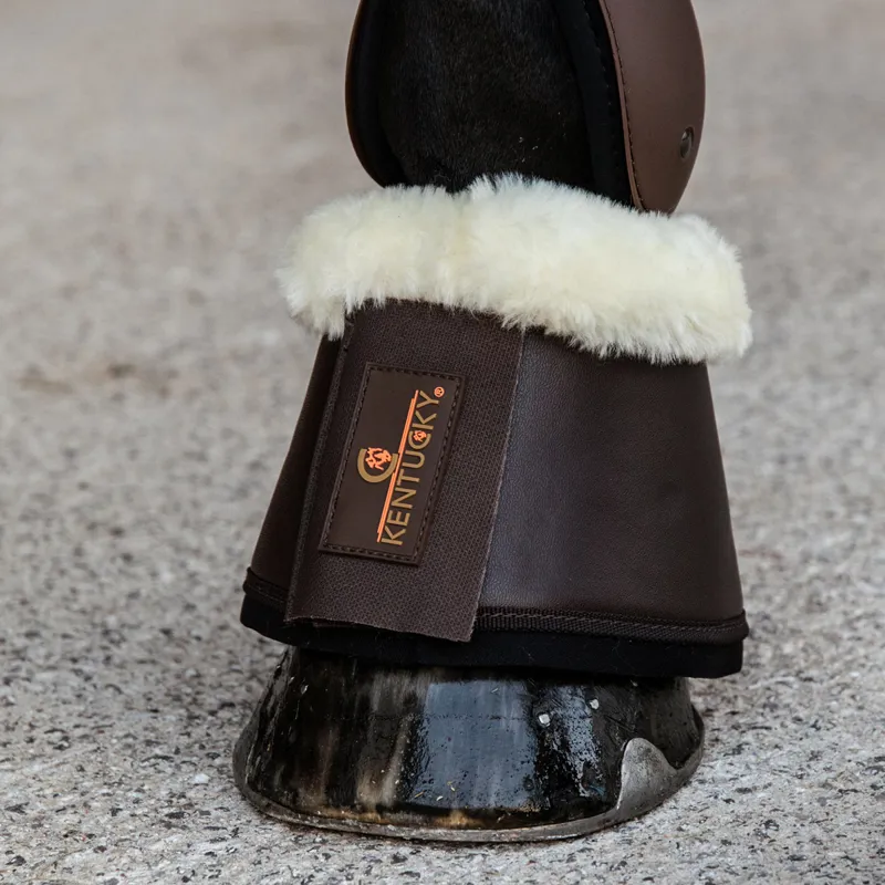 Kentucky Sheepskin Leather Overreach Boots - Brown/Natural-1
