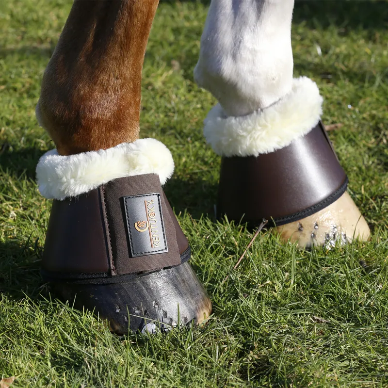 Kentucky Sheepskin Leather Overreach Boots - Brown/Natural-5