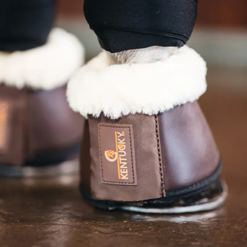 Kentucky Sheepskin Leather Overreach Boots - Brown/Natural-6