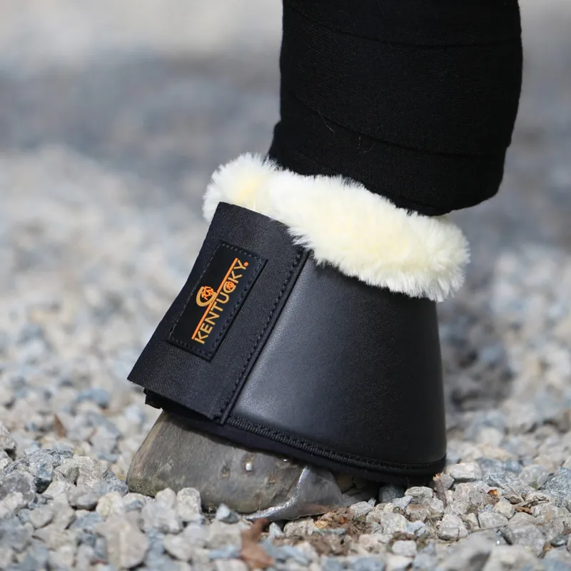 Kentucky Sheepskin Leather Overreach Boots - Black/Natural-1