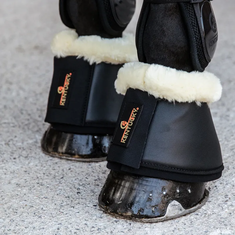 Kentucky Sheepskin Leather Overreach Boots - Black/Natural-2