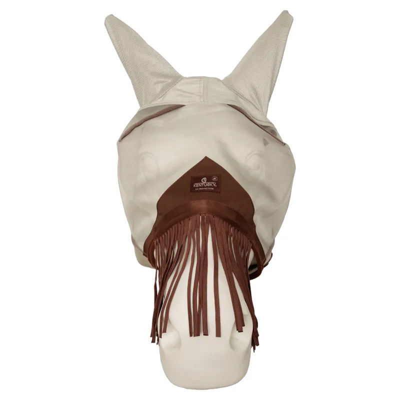 Kentucky Classic Fly Mask with Ears and Nose Tassels - Silver-3