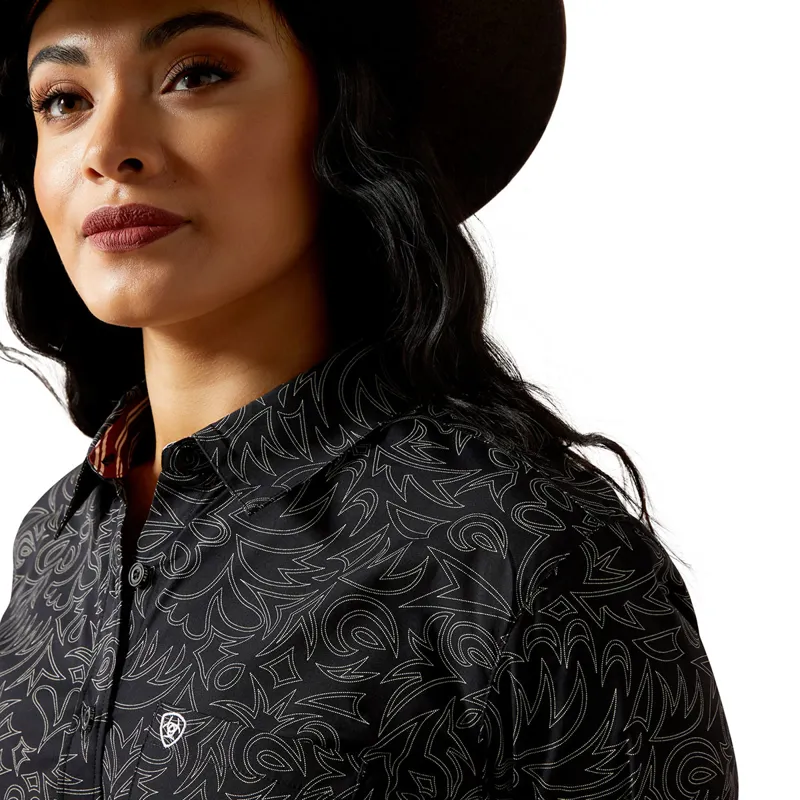 Ariat Kirby Stretch Womens Shirt - Black Boot Stitch-2
