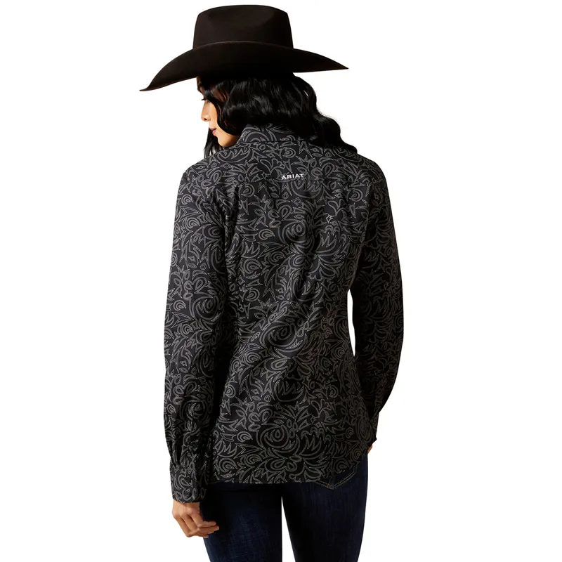 Ariat Kirby Stretch Womens Shirt - Black Boot Stitch-1