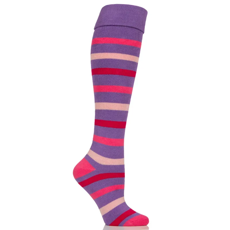 Sockshop Wild Feet Knee High Junior Welly Boot Socks - Purple