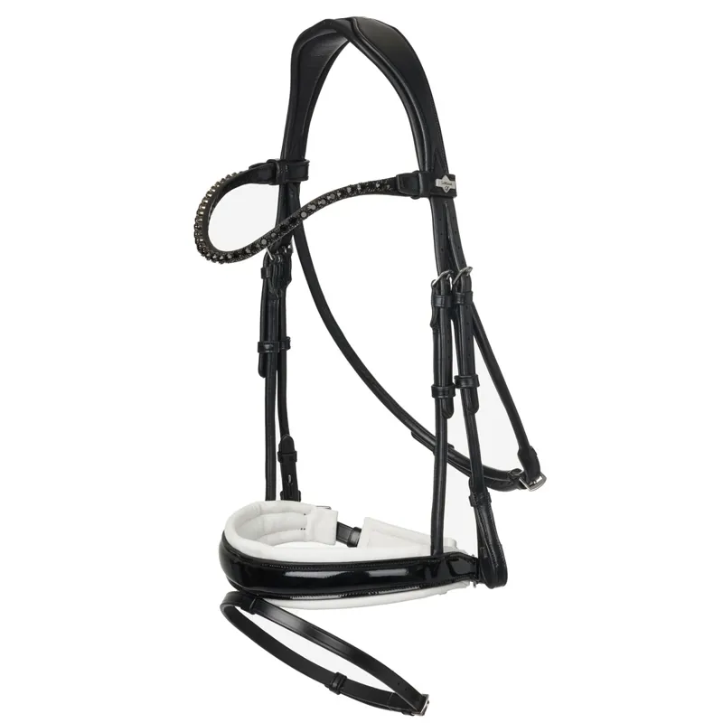 LeMieux Kudos Patent Rolled Dressage Bridle - Black/White