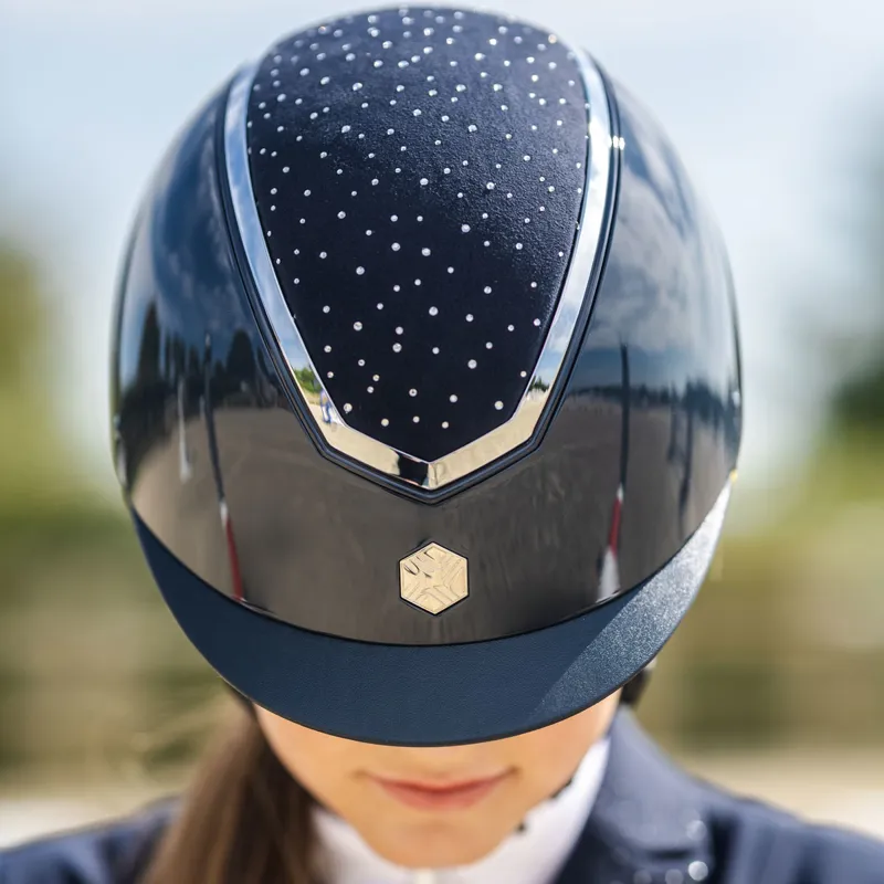 Charles Owen EQx Kylo Crystal Riding Hat - Navy Gloss/Silver Crystal-5