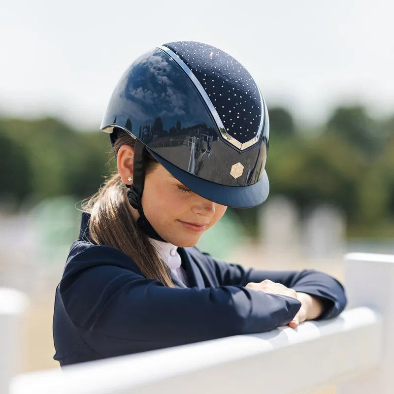 Charles Owen EQx Kylo Crystal Riding Hat - Navy Gloss/Silver Crystal-4