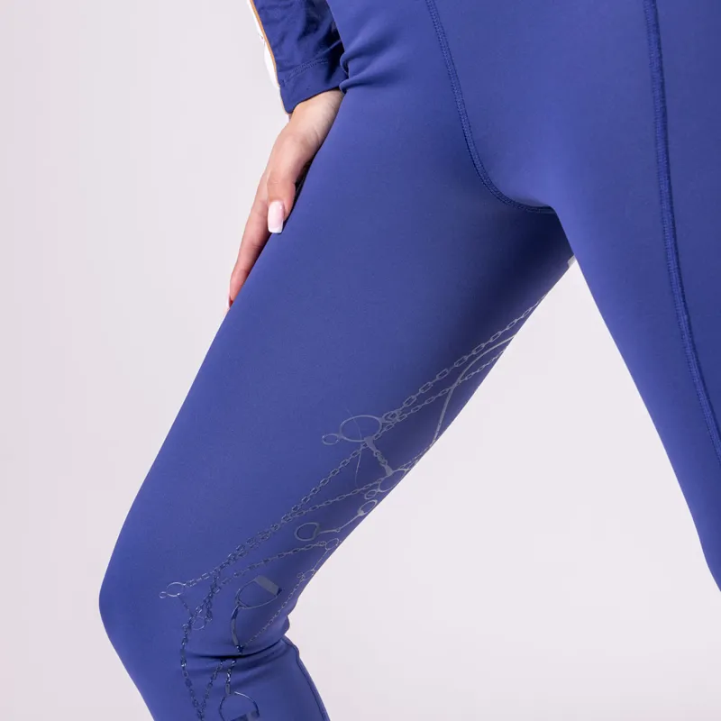 Aubrion Team Full Grip Ladies Winter Riding Tights - Navy-5