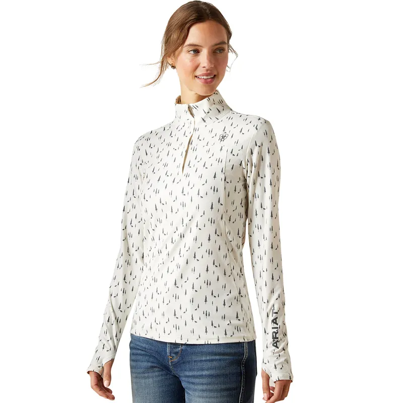 Ariat Lowell 3.0 1/4 Zip Womens Base Layer - Forest Horses