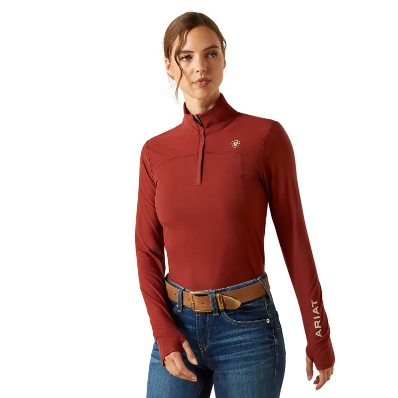 Ariat Lowell 3.0 1/4 Zip Womens Base Layer - Madder Brown