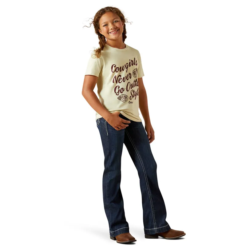 Ariat Never Outta Style Junior Girls Short Sleeve Tee - Wheat-3