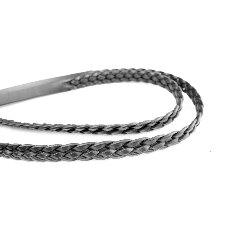 Dever Platinum Leather Plaited Reins - Black-1