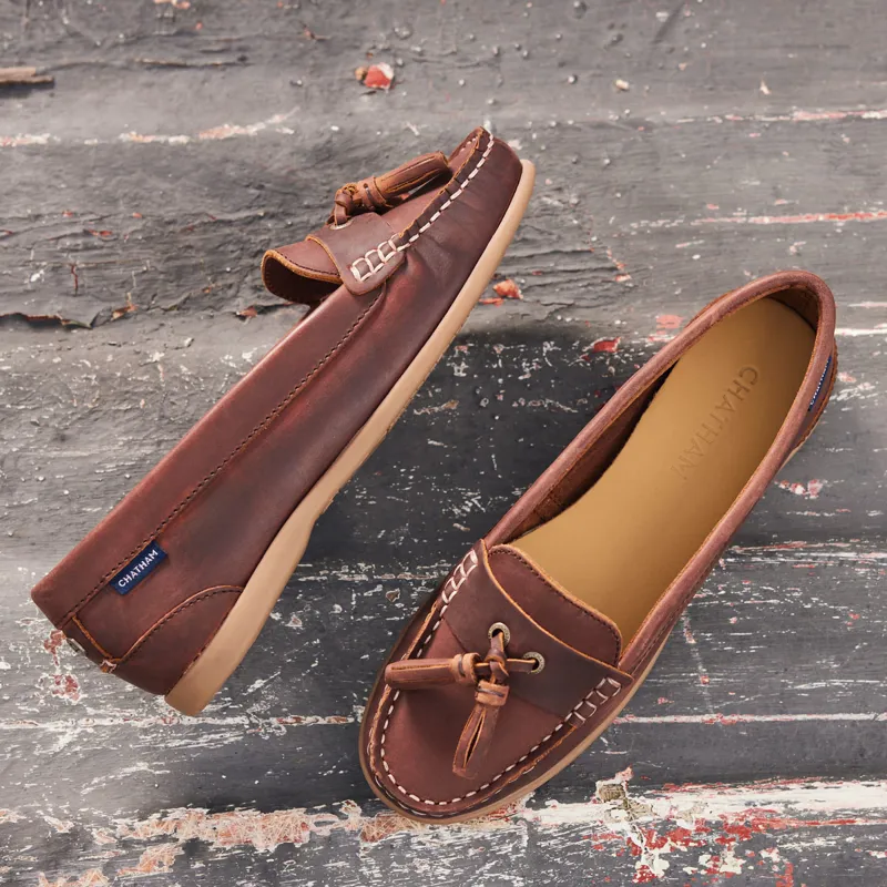 Chatham Pulau Premium Leather Ladies Tassel Loafers - Dark Tan-5