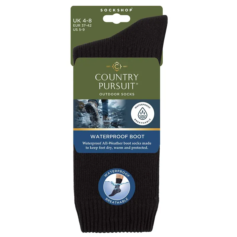 Country Pursuit Womens Waterproof Socks - Black