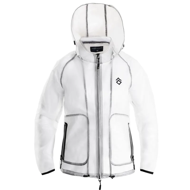 Aztec Diamond Clear Ladies Rain Jacket - White-3