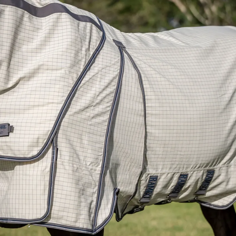 Rambo Optimo Supreme Summer Sheet Fly Rug - Navy Check/Thunderstorm Grey-1