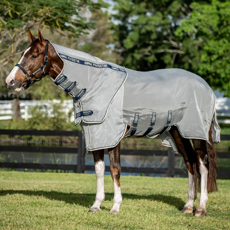 Rambo Protector Fieldsafe Plus Detach-A-Neck Fly Rug - Navy/Thunderstorm