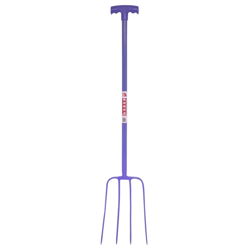 Red Gorilla 4-Prong Manure Fork With T-Handle - Purple