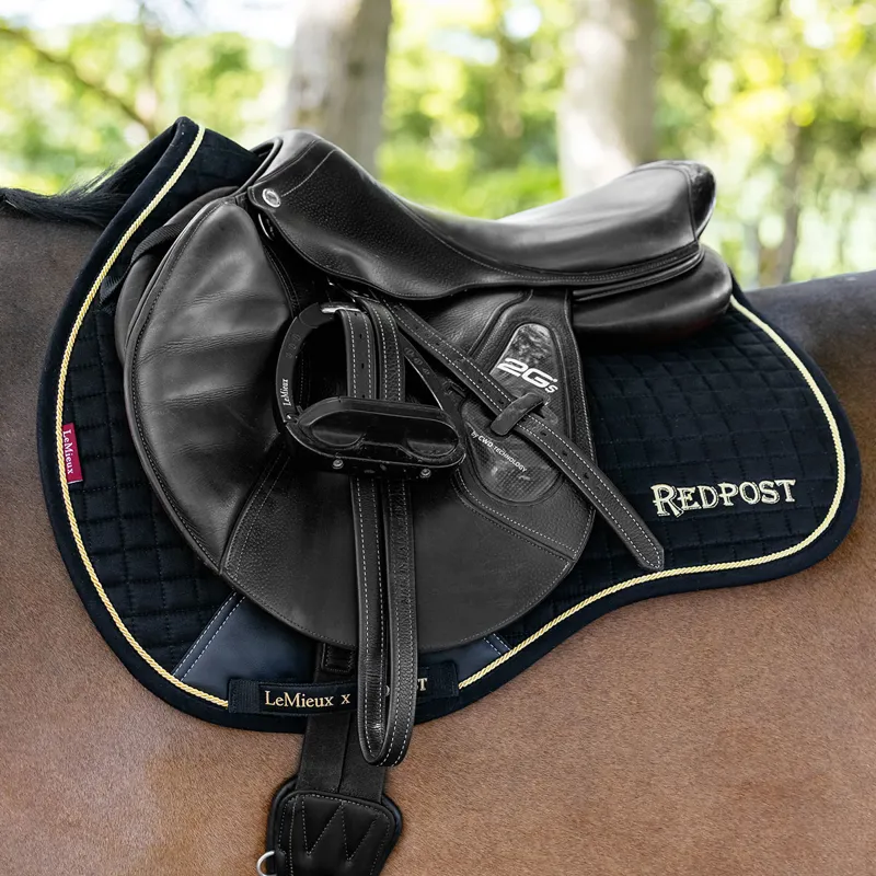 LeMieux x Redpost Suede GP Saddlecloth - Black/Gold-4
